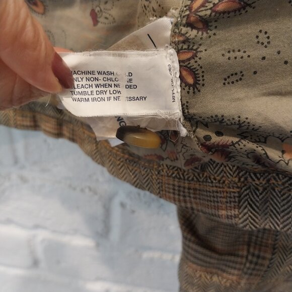 Vintage GAP Jacket Womans 8 Brown Houndstooth Plaid Patchwork Blazer Y2K Cotton. - Picture 16 of 16